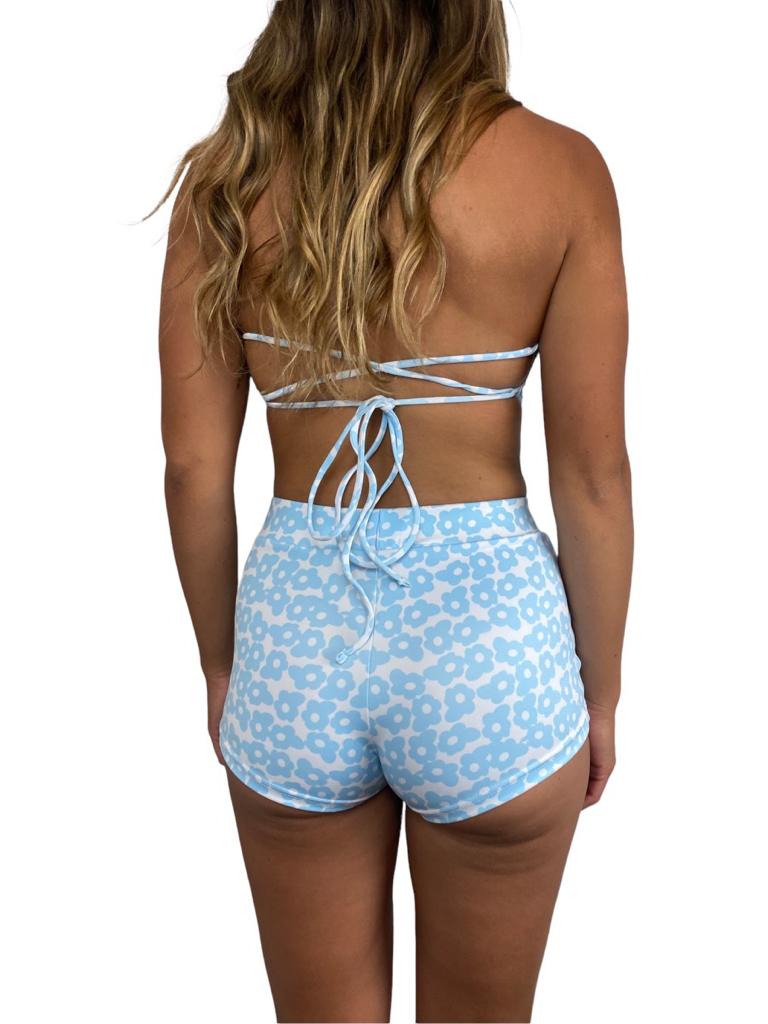 BB Blue Strapless Triangle Bikini Top